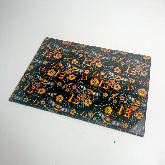 Black & Orange Spooky Glass Chopping Boards