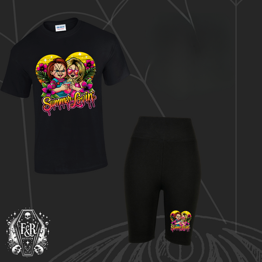 Chucky & Tiff Summer Black Tee & Cycle Shorts Set