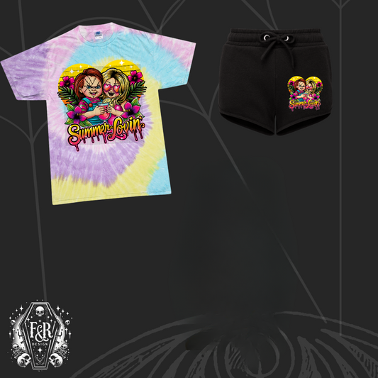 Chucky & Tiff Summer Tie Dye Tee & Retro Jogger Shorts Set