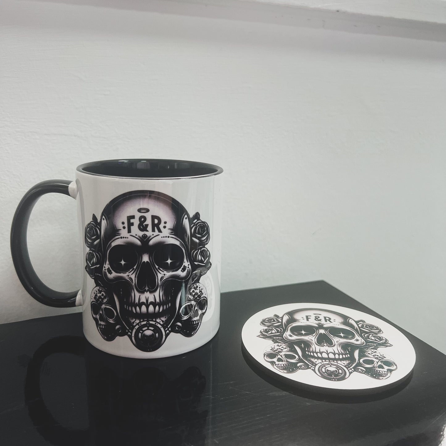 F&RDesign Skull Mug & Coaster Set