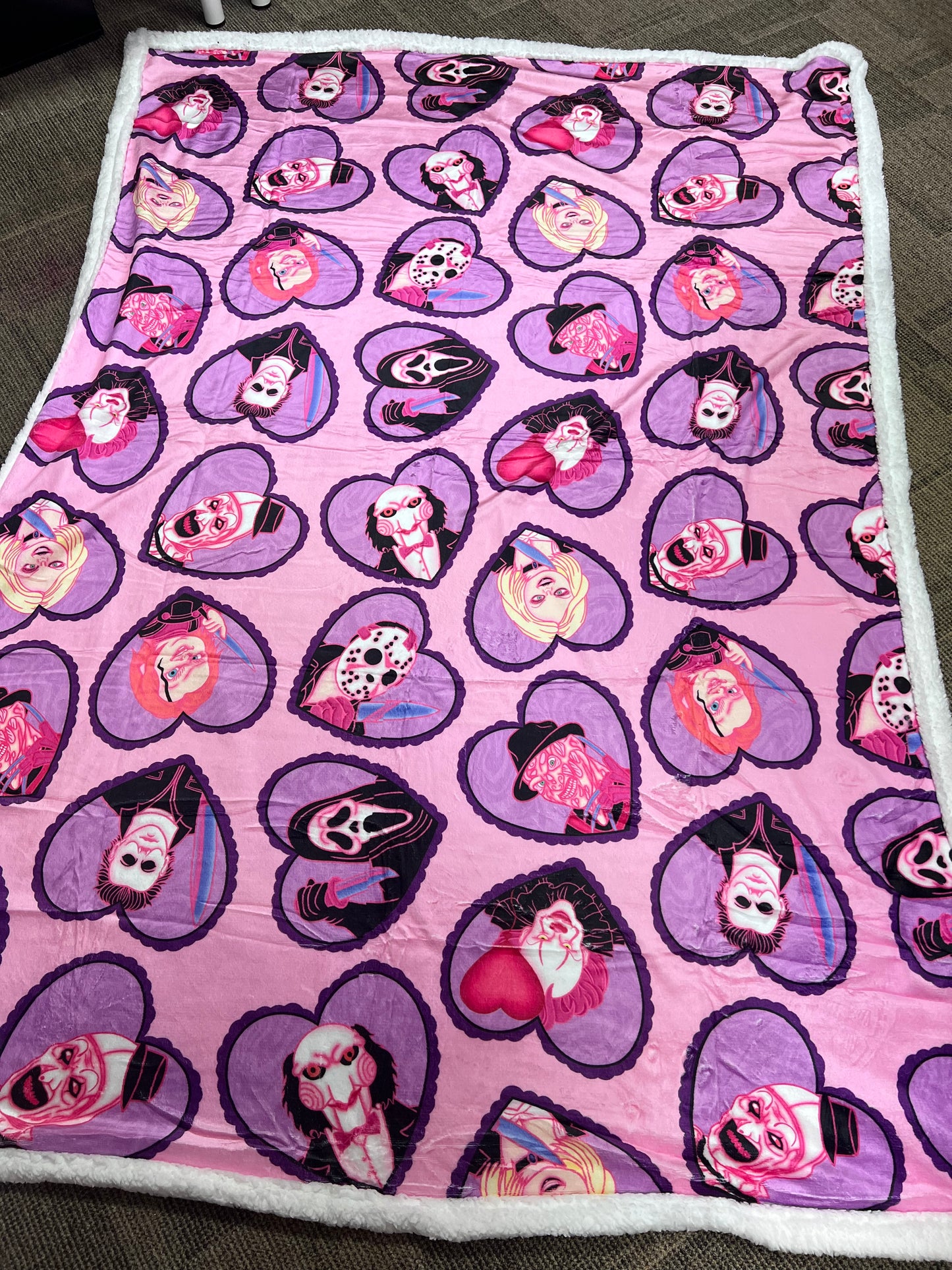 PRE ORDER Pink Mixed Horror Hearts Blanket