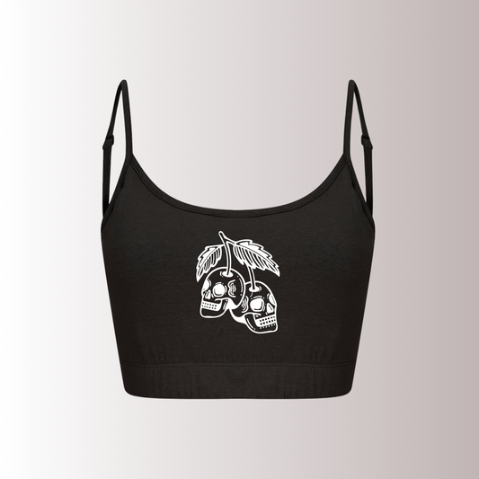 Skull Cherry Cropped Bra