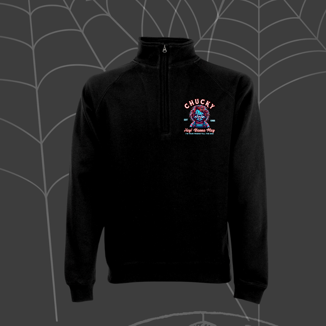 1/4 Zip Black Chucky Top