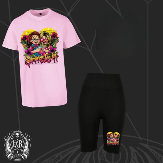 Chucky & Tiff Summer Pink Tee & Cycle Shorts Set