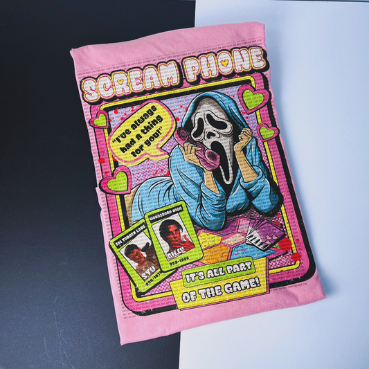 Scream Phone Pink Acid Wash Tee