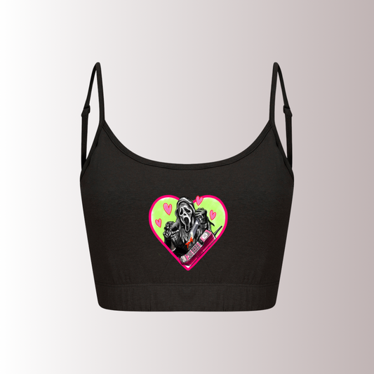 Green & Pink Heart Cropped Bra