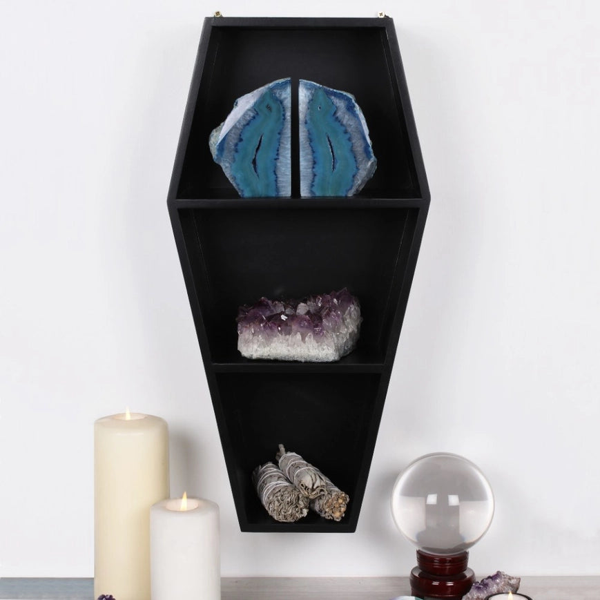 Gothic Halloween Coffin Shaped Wall Shelf