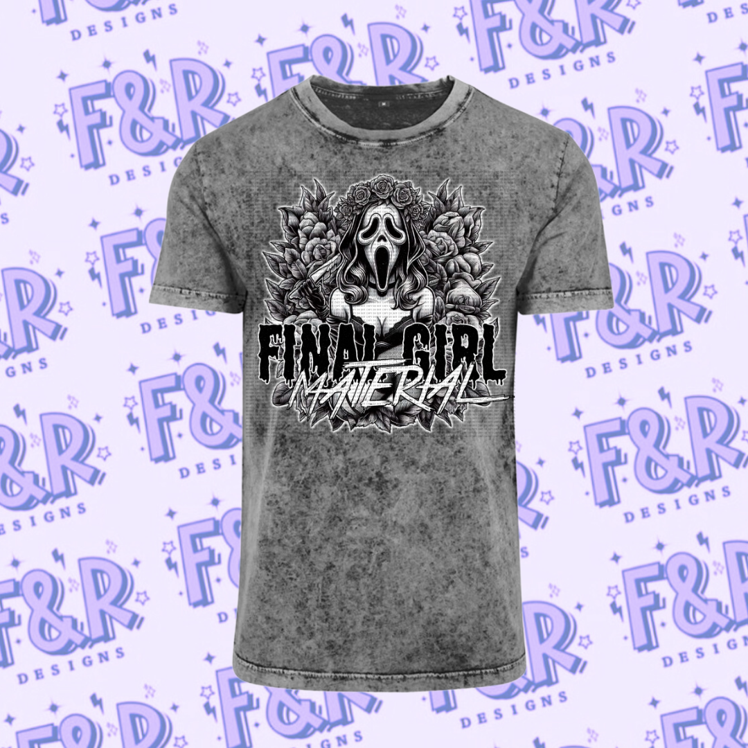 Grey & White Acid wash Final Girl Tee